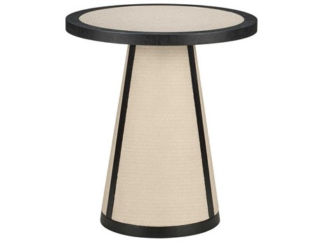 Currey & Company Deanna 22" Round Wood Ivory Black End Table