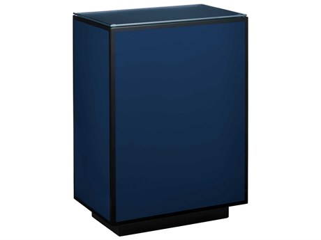 Currey & Company Rectangular Glass Polished Blue End Table