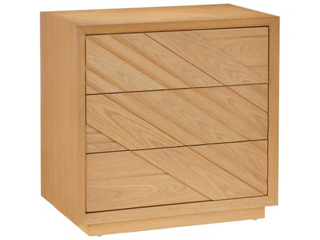 Currey & Company Margot 3-Drawers Oak Wood Nightstand