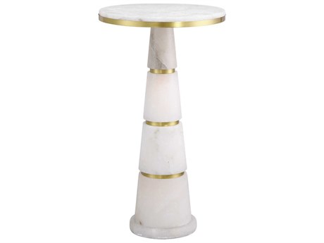 Currey & Company Eleanora Round Stone Natural Brass End Table