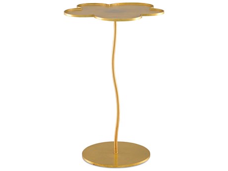 Currey & Company Fleur Metal Gold Leaf End Table