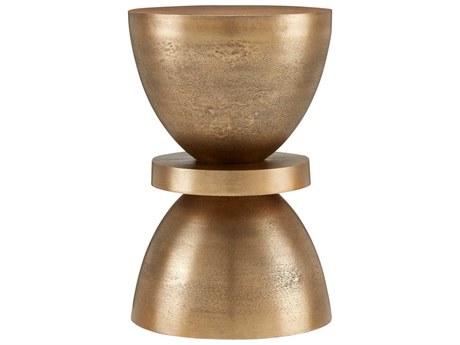 Currey & Company Ivaan Round Metal Antique Brass End Table