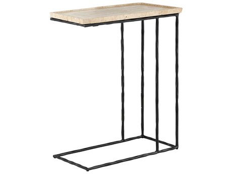 Currey & Company Boyles Rectangular Stone Natural Black End Table