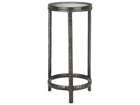 Currey & Company Acea Round Glass Graphite Clear End Table