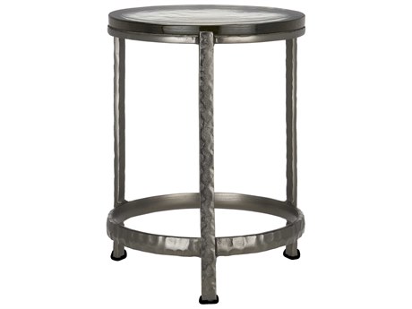 Currey & Company Acea Round Glass Graphite Clear End Table