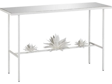 Currey & Company Sisalana Rectangular Glass Yeso Blanco Mirror Console Table