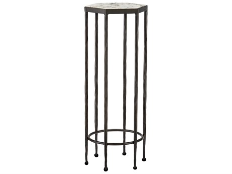 Currey & Company Tosi Hexagon Stone Dark Graphite Natural End Table