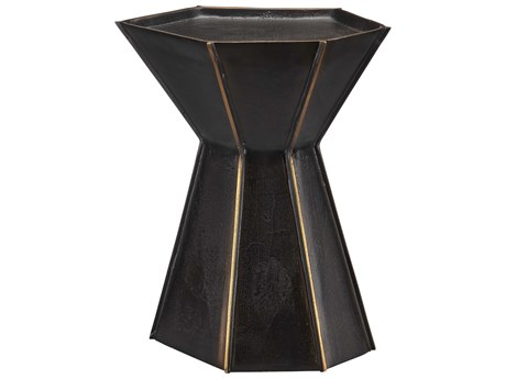 Currey & Company Merola Hexagon Metal Bronze Gold End Table
