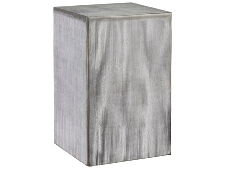 Currey & Company Robles Square Metal Graphite White Patina End Table