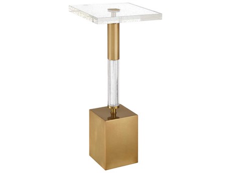 Currey & Company Desiree Square Clear Antique Brass End Table