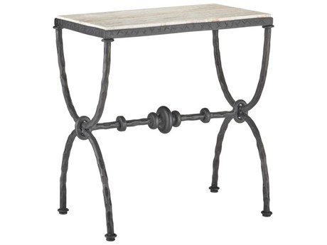 Currey & Company Agora White Travertine End Table