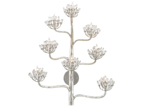 Currey & Company Agave Americana 8-Light Contemporary Silver Leaf Crystal Wall Sconce