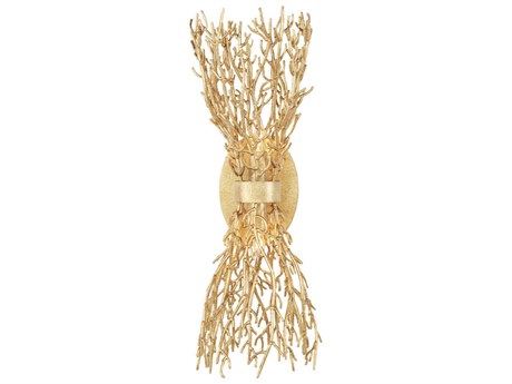 Currey & Company Sea Fan 2-Light Gold Gilt Wall Sconce