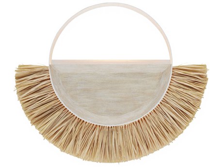 Currey & Company Seychelles 1-Light Sugar White Sandstone Natural Raffia Off Wall Sconce