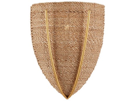 Currey & Company Dreamscape 1-Light Natural Contemporary Gold Leaf Brown Wall Sconce