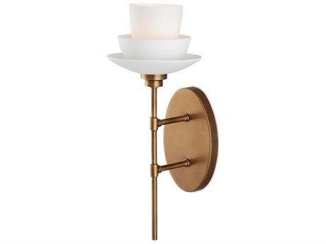 Currey & Company Etiquette 1-Light Antique Brass White Wall Sconce