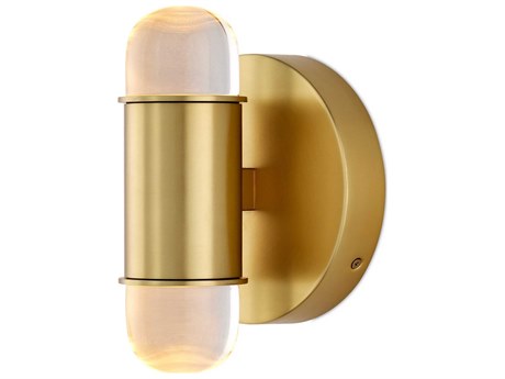 Currey & Company Capsule 2-Light Brushed Brass Clear Wall Sconce