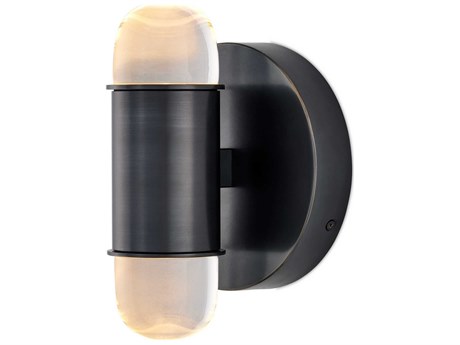 Currey & Company Capsule 2-Light Oil Rubbed Bronze Clear Black Wall Sconce