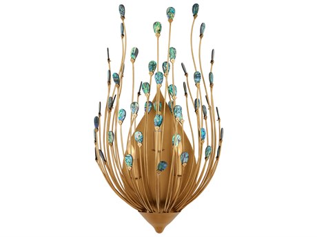 Currey & Company Delphos 3-Light Contemporary Gold Natural Wall Sconce