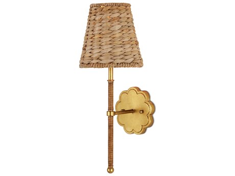 Currey & Company Savoie 1-Light Contemporary Gold Leaf Natural Brown Wall Sconce
