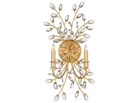 Currey & Company Forget-Me-Not 2-Light Chinois Gold Leaf Wall Sconce