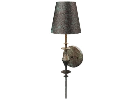 Currey & Company Anselm 1-Light Verde Bronze Contemporary Gold Wall Sconce
