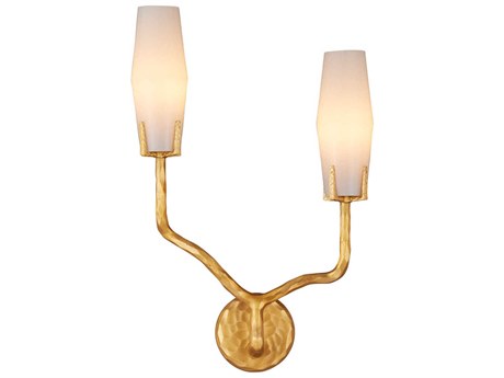 Currey & Company Mathilda 2-Light White Matte Gold Wall Sconce