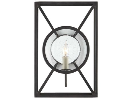 Currey & Company Lillian August 1-Light Old Iron Black Glass Wall Sconce
