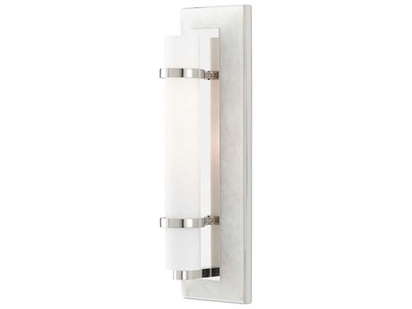 Luxecor Bruneau 1-Light Natural Alabaster Polished Nickel White Glass Wall Sconce