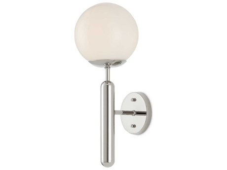 Currey & Company Barbican 1-Light Polished Nickel Glass Wall Sconce