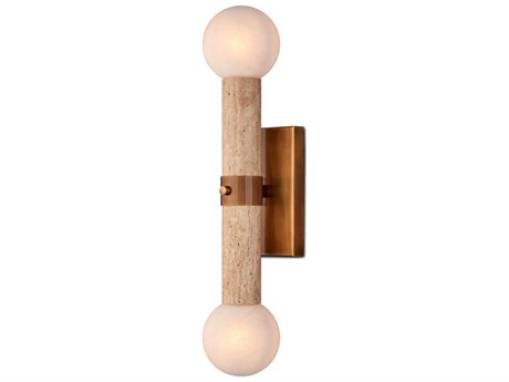 Currey & Company Beatrix 2-Light Beige Antique Brass Wall Sconce
