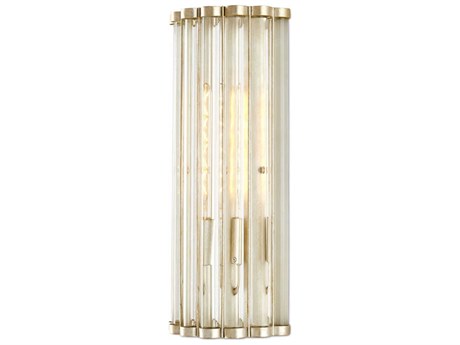 Currey & Company Warwick 1-Light Contemporary Silver Leaf Clear Crystal Wall Sconce
