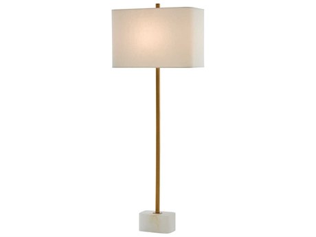 Currey & Company Felix Natural Antique Brass Off White Linen Buffet Lamp