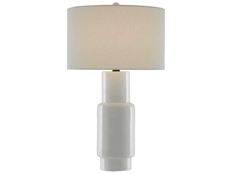 Currey & Company Janeen White Satin Black Off Linen Buffet Lamp