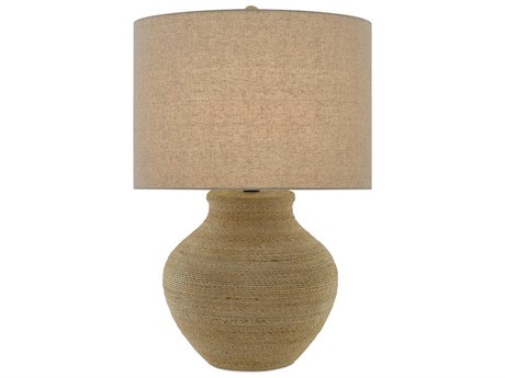 Currey & Company Hensen Natural Satin Black Beige Linen Brown Buffet Lamp
