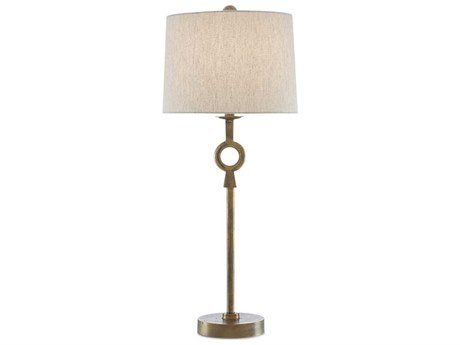 Currey & Company Germaine Antique Brass Natural Flax Buffet Lamp