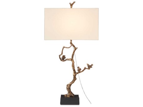 Currey & Company Shadows Antique Brass Black Buffet Lamp