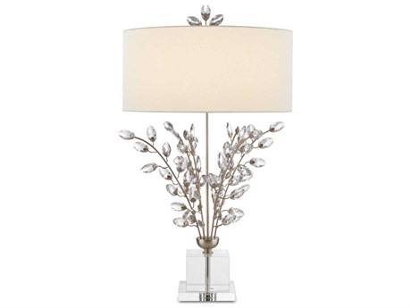 Luxecor Forget-Me-Not Silver Leaf Clear Crystal Buffet Lamp