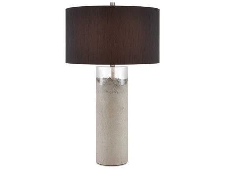 Currey & Company Edfu Concrete Clear Resin Black Buffet Lamp