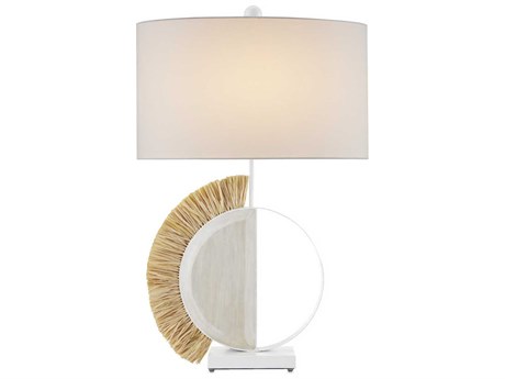 Currey & Company Seychelles Sandstone White Raffia Buffet Lamp