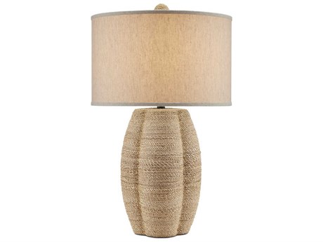 Currey & Company Karnak Satin Black Natural Abaca Rope Buffet Lamp