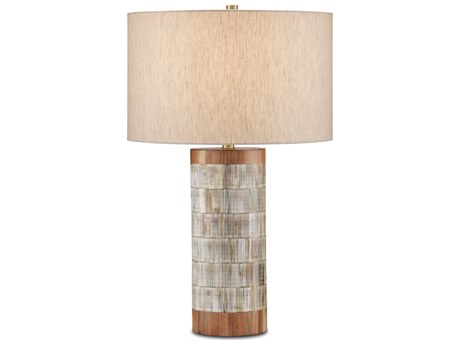 Currey & Company Hyson 1-Light Natural Brass Linen Brown Table Lamp
