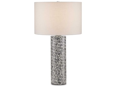 Currey & Company Charcoal 1-Light Gray white polished Nickel Table Lamp