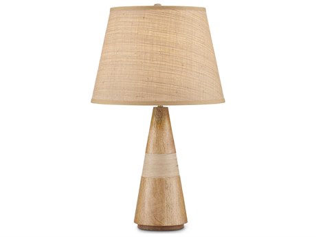 Currey & Company Amalia 1-Light Natural brass Grasscloth Brown Table Lamp