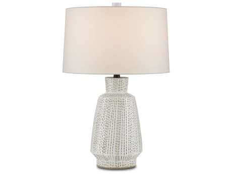 Currey & Company Dash White Green Cotton Buffet Lamp