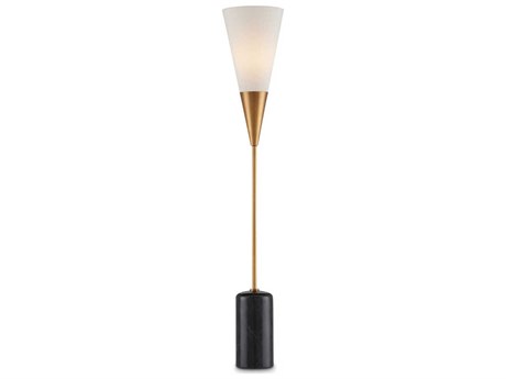 Currey & Company Martini Brushed Brass Natural Off White Shantung Buffet Lamp