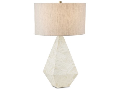 Currey & Company Elysium Natural Oatmeal Linen White Buffet Lamp