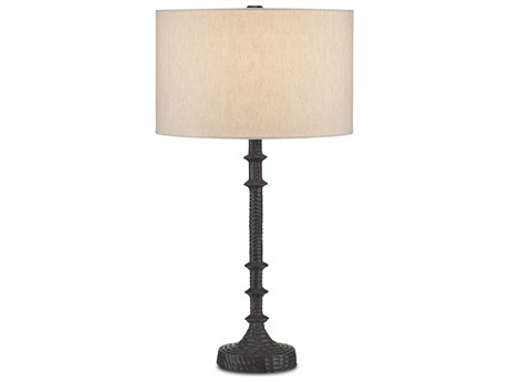 Currey & Company Gallo Bronze Natural Linen Buffet Lamp