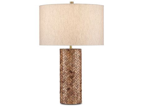 Currey & Company Meraki Wood Natural Oatmeal Linen Brown Buffet Lamp