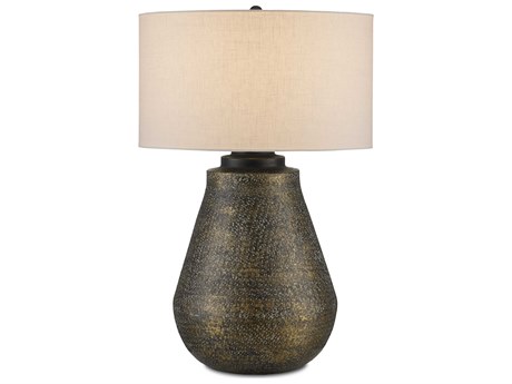 Currey & Company Brigadier Antique Brass Black Whitewash Buffet Lamp